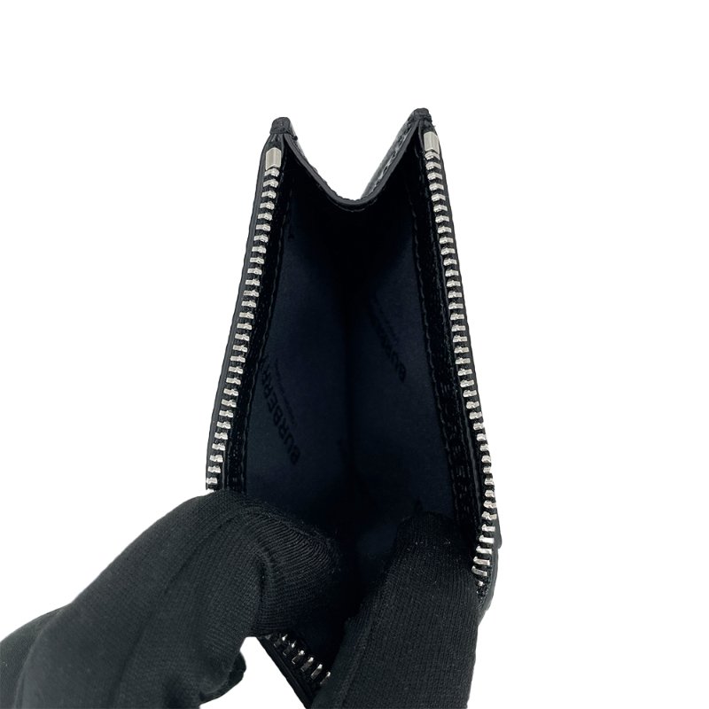 Burberry 展示品 TB銀logo拉鍊零錢卡片包(8062687-黑)-4