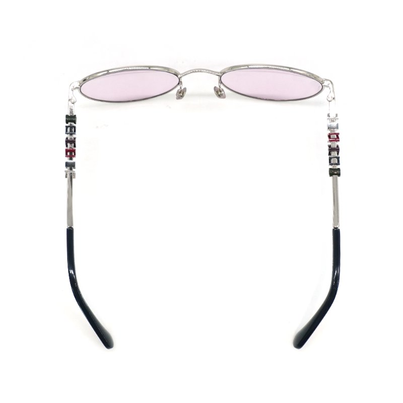 Chanel 銀圓框彩字鏡架太陽眼鏡(銀/粉)-3