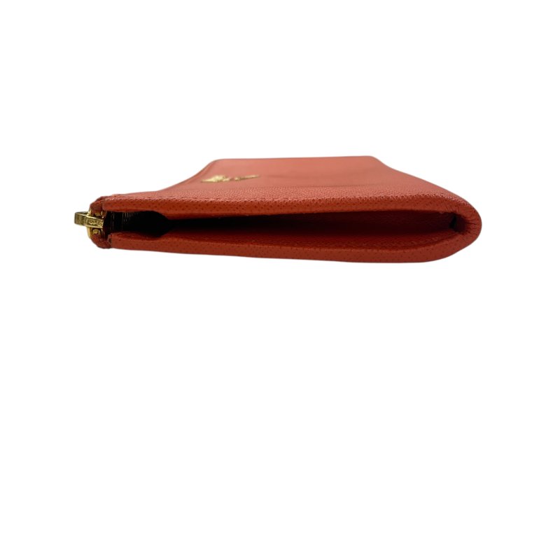 PRADA 普拉達 L型長夾 皮革 橘色 金扣-2