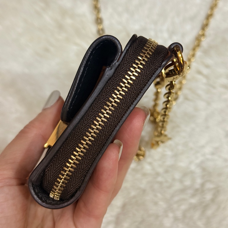 很少見的LV鏈帶斜背錢包 達芙妮 LV的拉鍊錢包出名好用 鈔票只需對折放-11