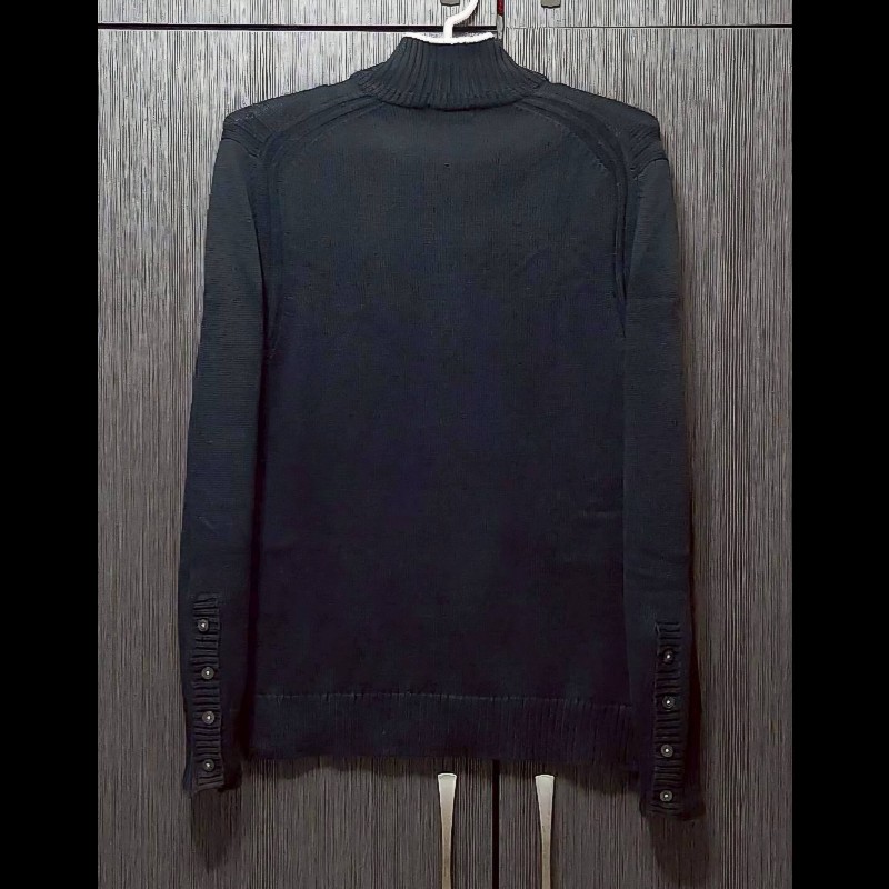 絕版BURBERRY 博柏利 BLACK LABEL 黑標 戰馬 男黑色立領長袖針織衫3號-1