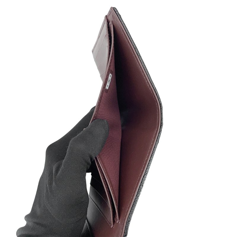 Chanel 展示品 銀雙C粒紋牛皮扣式三折短夾(AP0231-黑)-5