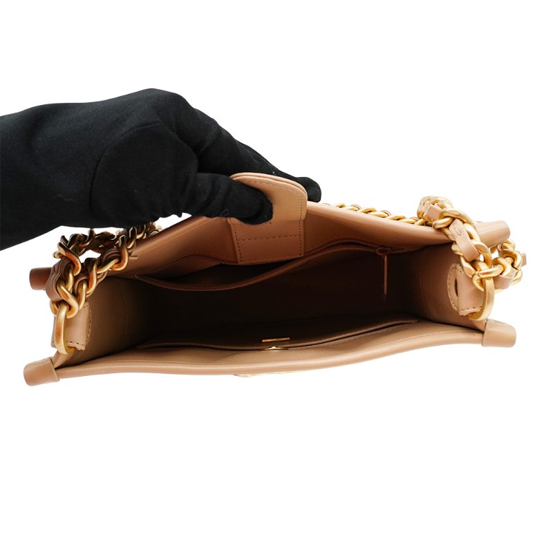 Chanel 展示品 菱格牛皮金鍊Hobo二用斜背包(AS4532-米)-4