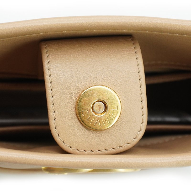 Chanel 展示品 菱格牛皮金鍊Hobo二用斜背包(AS4532-米)-7