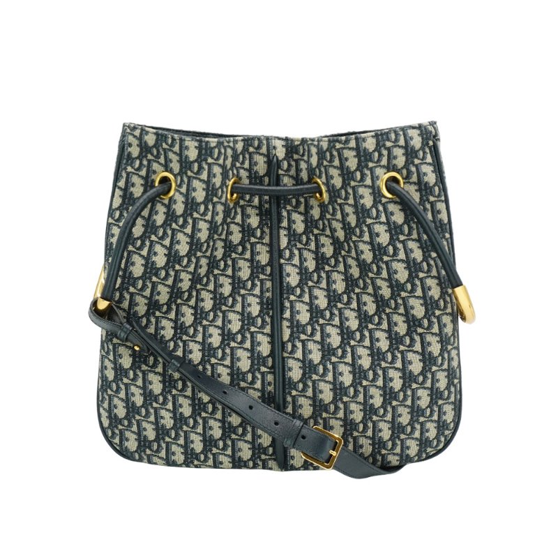 Dior Nolita 展示品 緹花布金屬手提斜背水桶包(藍)-0