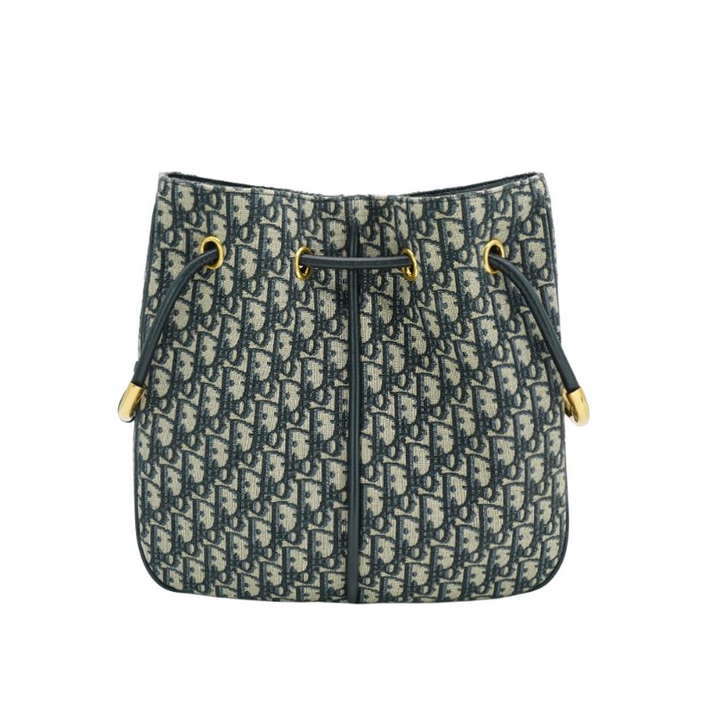 Dior Nolita 展示品 緹花布金屬手提斜背水桶包(藍)-2