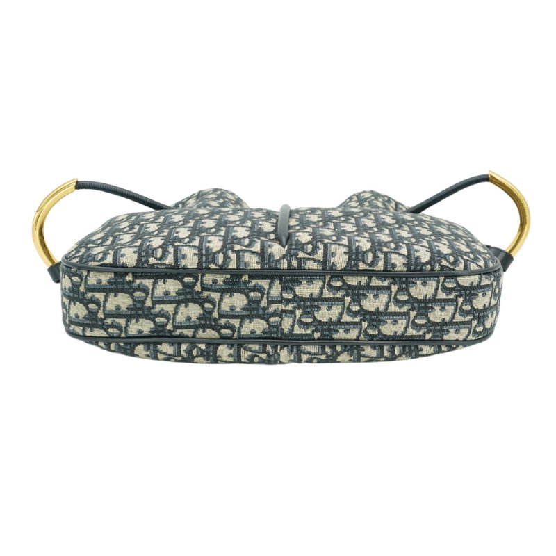 Dior Nolita 展示品 緹花布金屬手提斜背水桶包(藍)-3