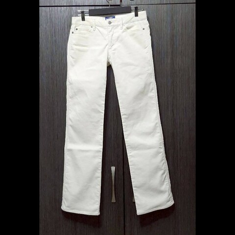 （日本製MIJ）絕版BURBERRY 博柏利 BLUE LABEL 藍標 女米白色燈芯絨喇叭褲38號