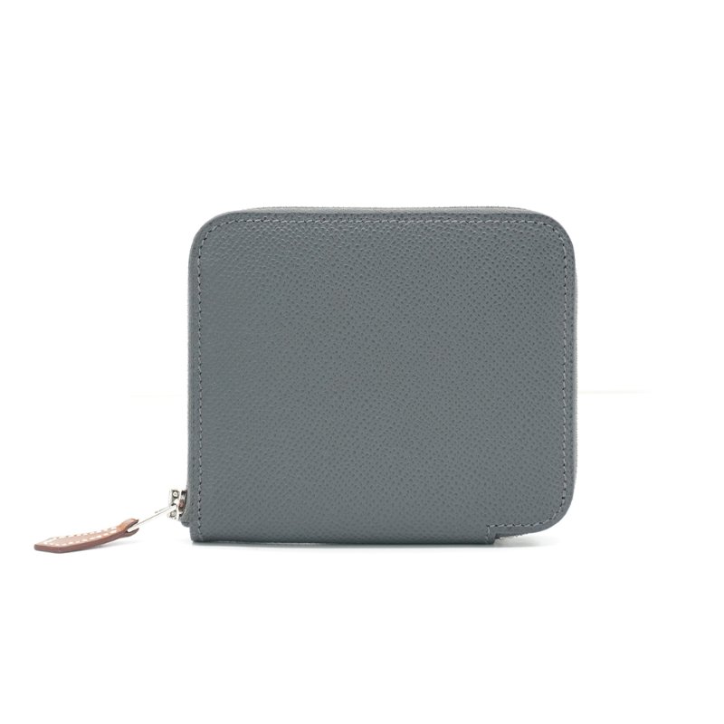 Hermes 展示品 Silk In 牛皮拉鍊夢幻駿馬絲巾零錢包/短夾(積雲灰)-0