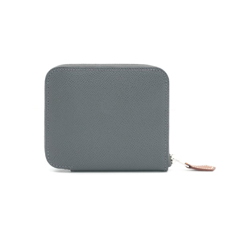 Hermes 展示品 Silk In 牛皮拉鍊夢幻駿馬絲巾零錢包/短夾(積雲灰)-2
