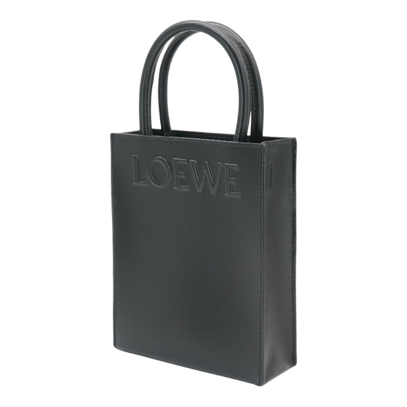 Loewe 展示品 Standard A5 浮雕字母小牛皮二用托特包(黑)-1