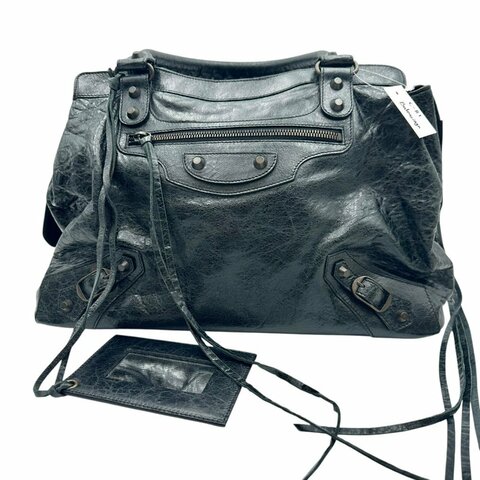 【美收精品】BALENCIAGA 黑色手提機車包 C-81【隔月月中將轉賣至日本 上架期限30天】