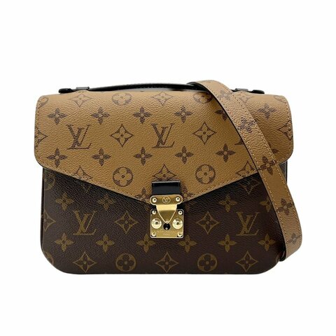 Louis Vuitton 展示品 Pochette Metis 帆布雙拼色斜背郵差包(M44876-咖)