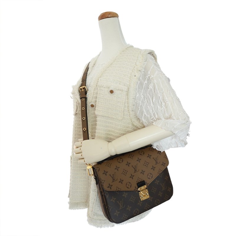 Louis Vuitton 展示品 Pochette Metis 帆布雙拼色斜背郵差包(M44876-咖)-5