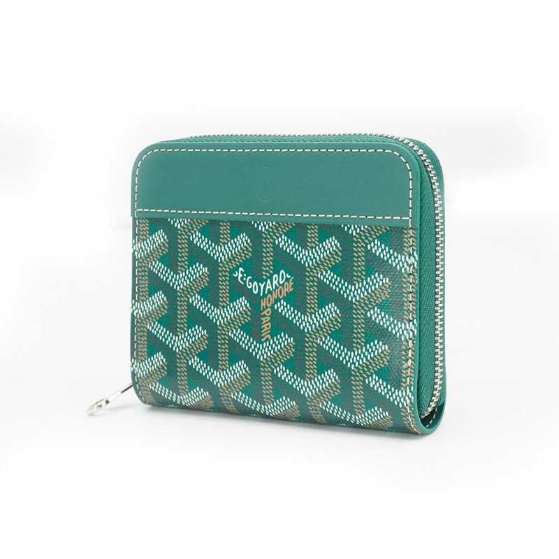 Goyard 展示品 Matignon PM 帆布拉鍊零錢包(綠)-1