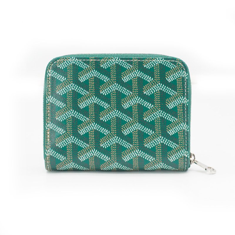 Goyard 展示品 Matignon PM 帆布拉鍊零錢包(綠)-2