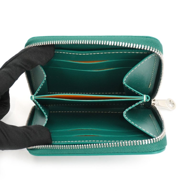 Goyard 展示品 Matignon PM 帆布拉鍊零錢包(綠)-4