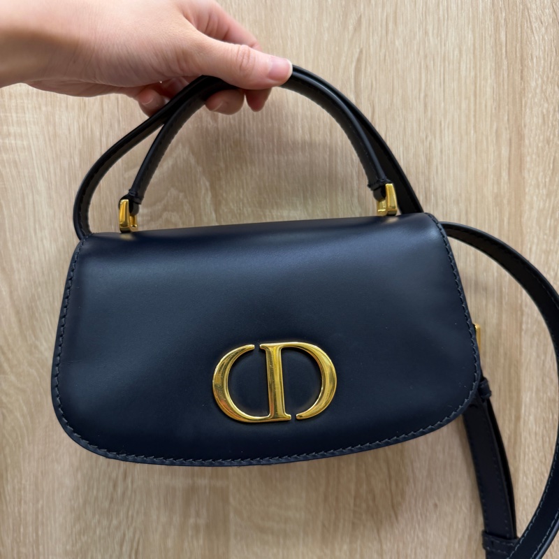Dior 深藍牛皮金釦Montaigne Avenue小號手提斜背包-0