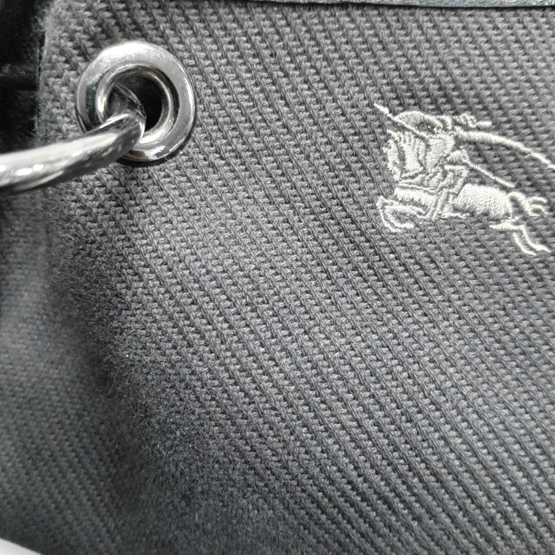 BURBERRY黑色織物手提包銀色五金-7