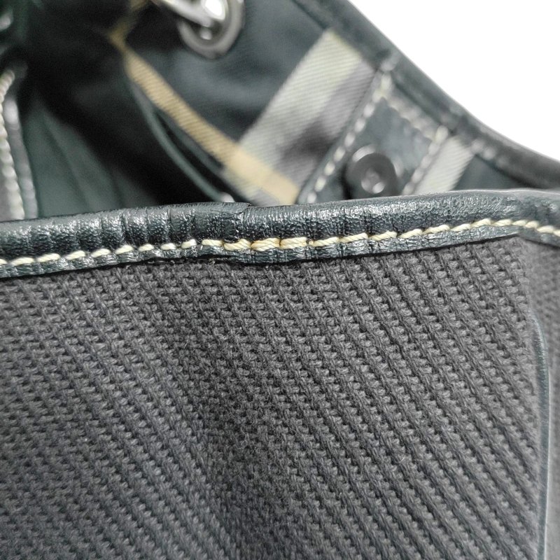 BURBERRY黑色織物手提包銀色五金-9