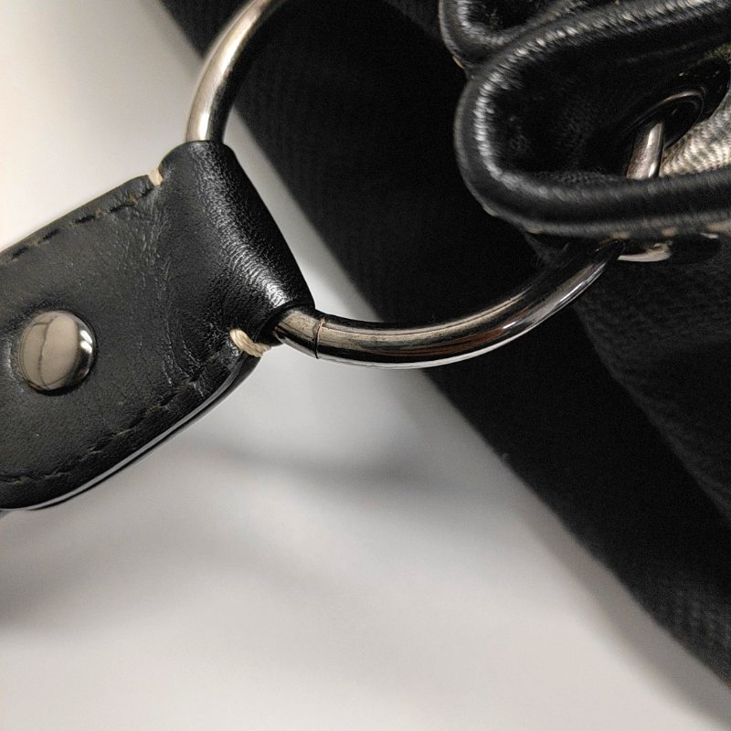 BURBERRY黑色織物手提包銀色五金-11