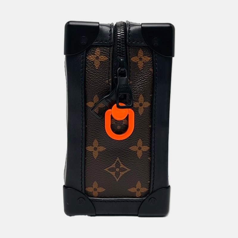 LOUIS VUITTON SOFT TRUNK 棕色塗層帆布老花單肩包手提包斜挎包黑色五金可拆卸肩帶-3