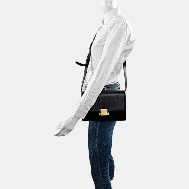 YSL BELLECHASSE中號黑色牛皮單肩包金色五金可拆卸肩帶-1