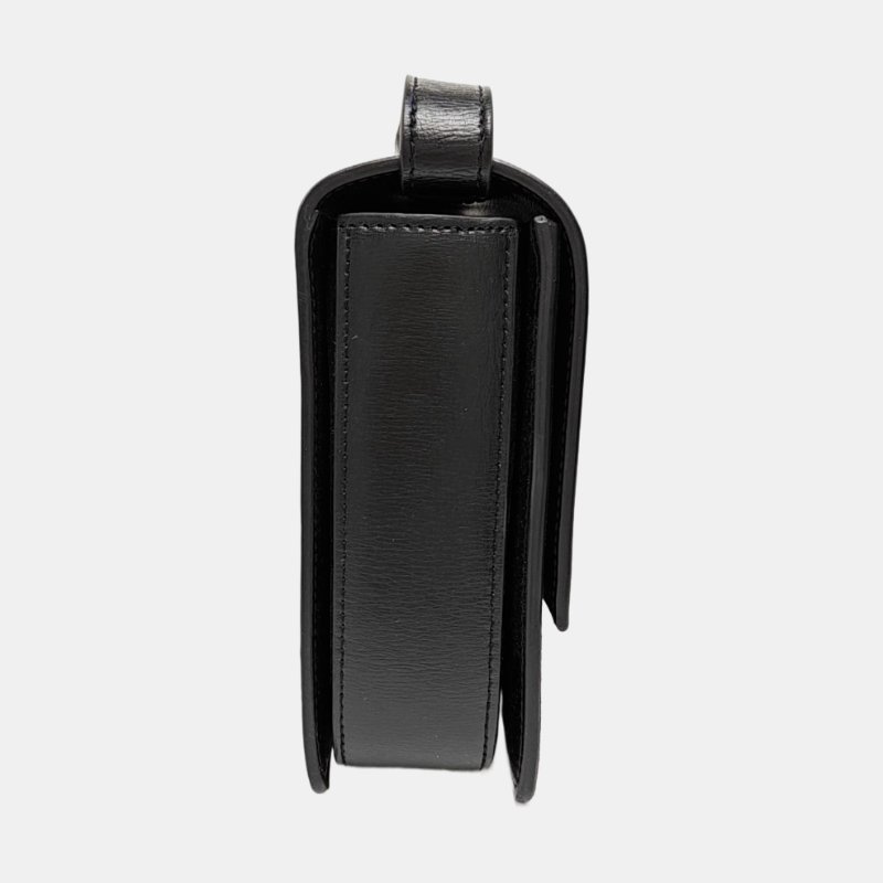 YSL BELLECHASSE中號黑色牛皮單肩包金色五金可拆卸肩帶-3