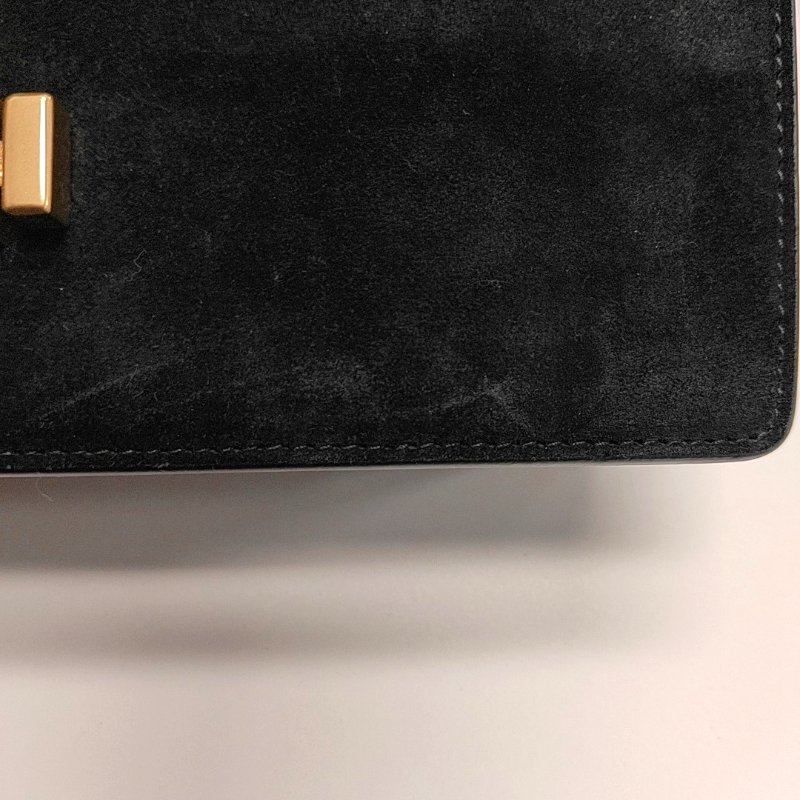 YSL BELLECHASSE中號黑色牛皮單肩包金色五金可拆卸肩帶-11