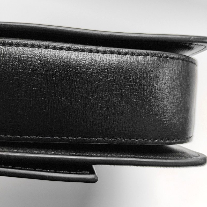 YSL BELLECHASSE中號黑色牛皮單肩包金色五金可拆卸肩帶-12