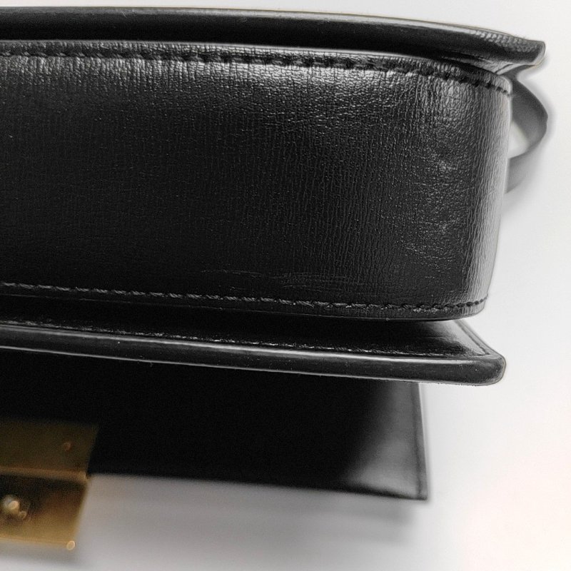 YSL BELLECHASSE中號黑色牛皮單肩包金色五金可拆卸肩帶-15