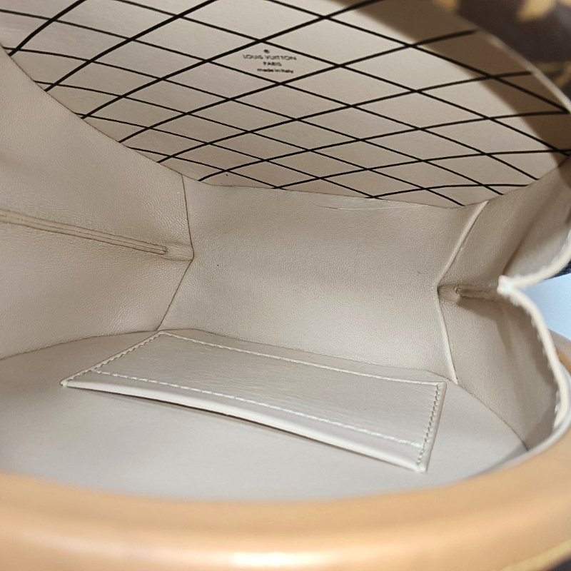 LOUIS VUITTON BOITE CHAPEAU 小號棕色塗層帆布老花圓餅包單肩包手提包斜挎包金色五金可拆卸肩帶-6