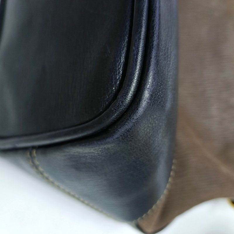 LOEWE水桶包深棕色牛皮壓紋斜挎包金色五金可拆卸肩帶-13