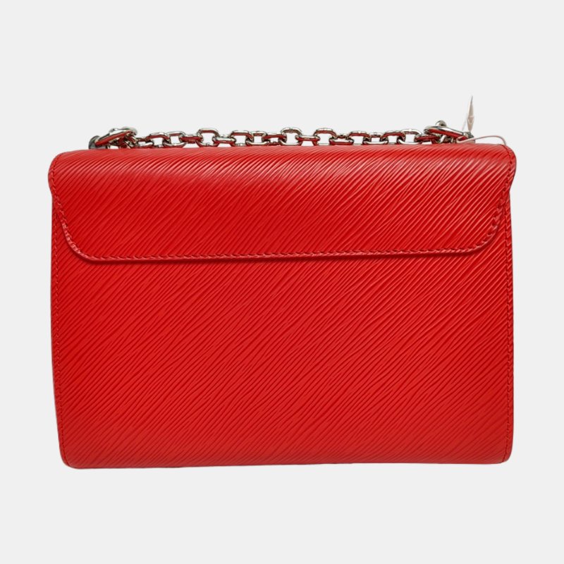 LOUIS VUITTONTWIST 中号红色EPI牛百亿补贴9.5新皮水波纹斜挎包单肩包 银色五金可拆卸肩带-4