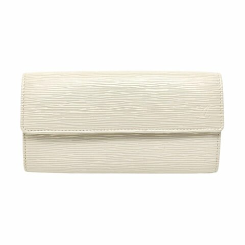 LOUIS VUITTON PORTE MONNAIE白色EPI牛皮水波紋錢包銀色五金配件齊全