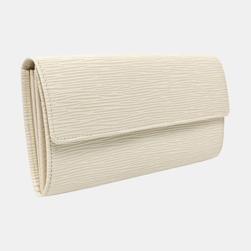 LOUIS VUITTON PORTE MONNAIE白色EPI牛皮水波紋錢包銀色五金配件齊全-3