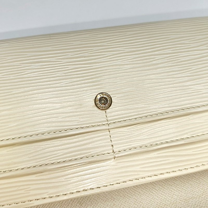 LOUIS VUITTON PORTE MONNAIE白色EPI牛皮水波紋錢包銀色五金配件齊全-8