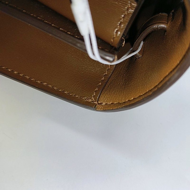 CELINE CLASSIC BOX小號棕色牛皮豆腐包單肩包斜挎包金色五金可拆卸肩帶-9