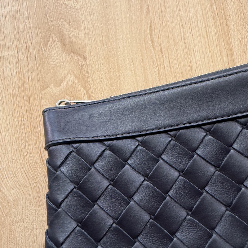 BV 深藍牛皮編織Intrecciato Duo雙層斜背包-1