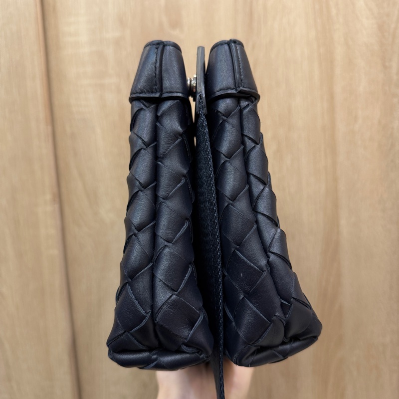 BV 深藍牛皮編織Intrecciato Duo雙層斜背包-2