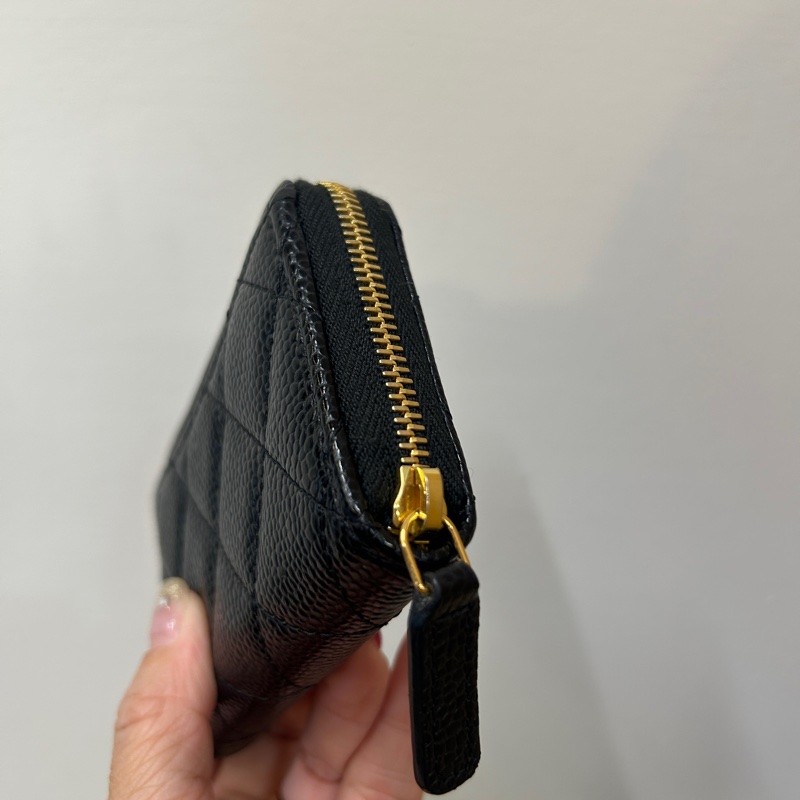 Chanel 黑荔枝牛皮ㄇ拉零錢包-2