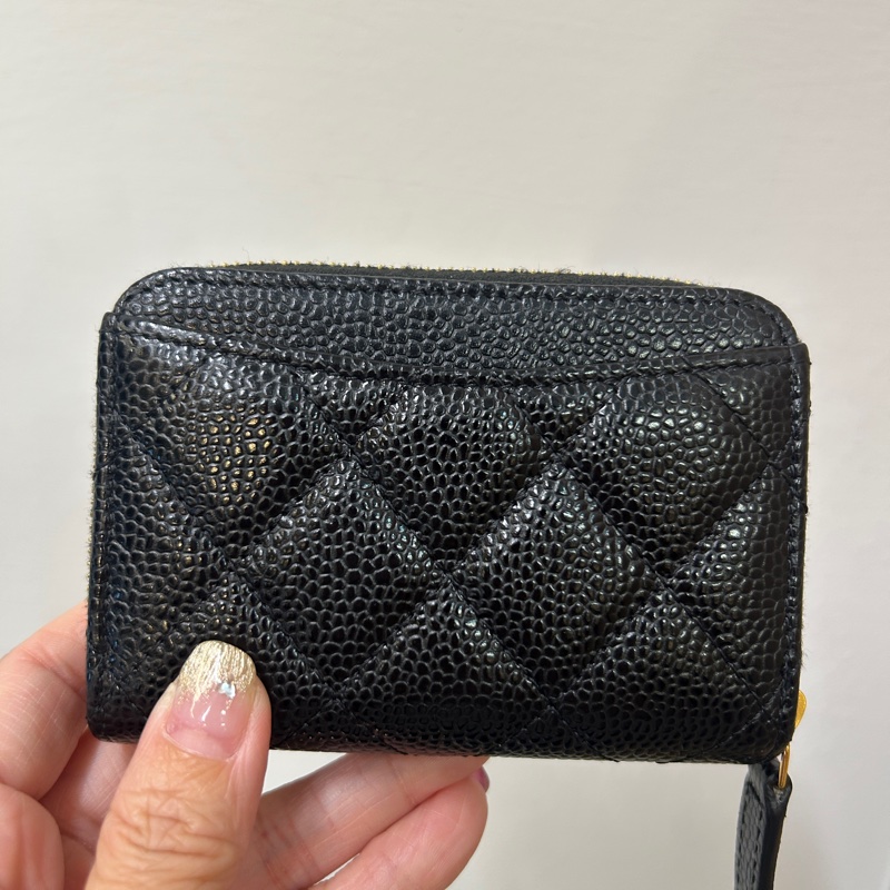 Chanel 黑荔枝牛皮ㄇ拉零錢包-3