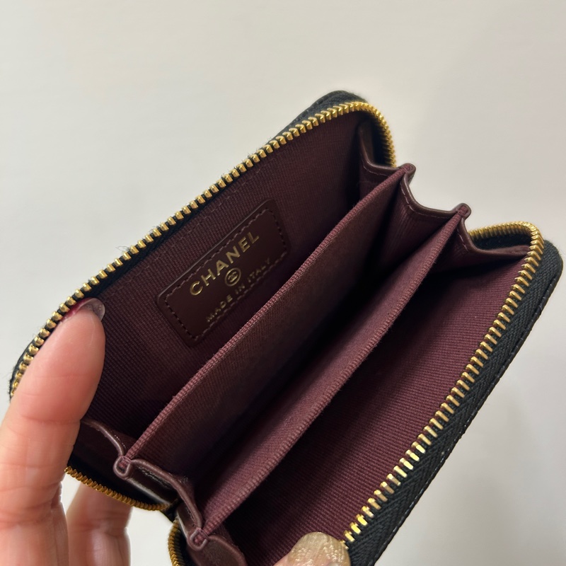 Chanel 黑荔枝牛皮ㄇ拉零錢包-4