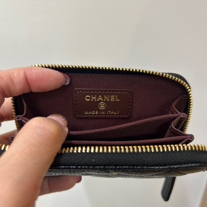 Chanel 黑荔枝牛皮ㄇ拉零錢包-5