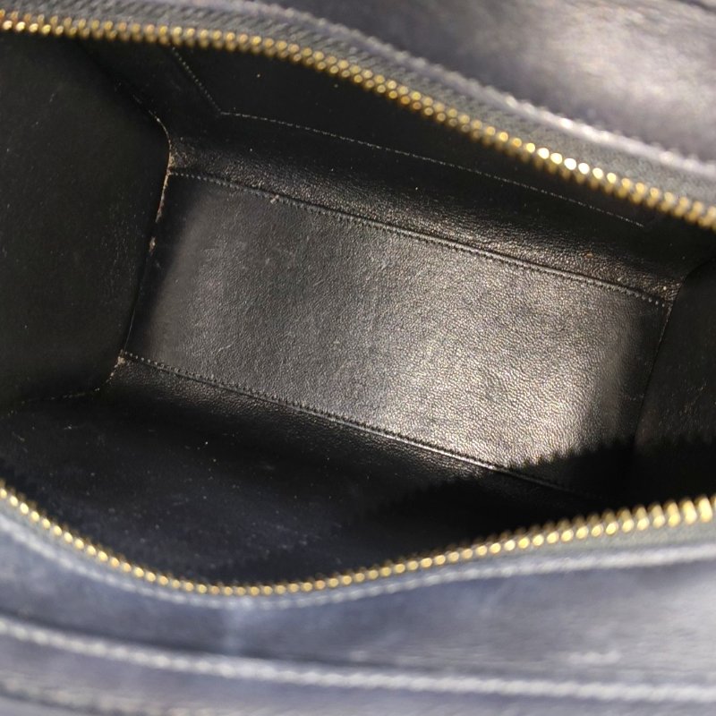 CELINE LUGGAGE藍色牛皮單肩包金色五金可拆卸肩帶-6