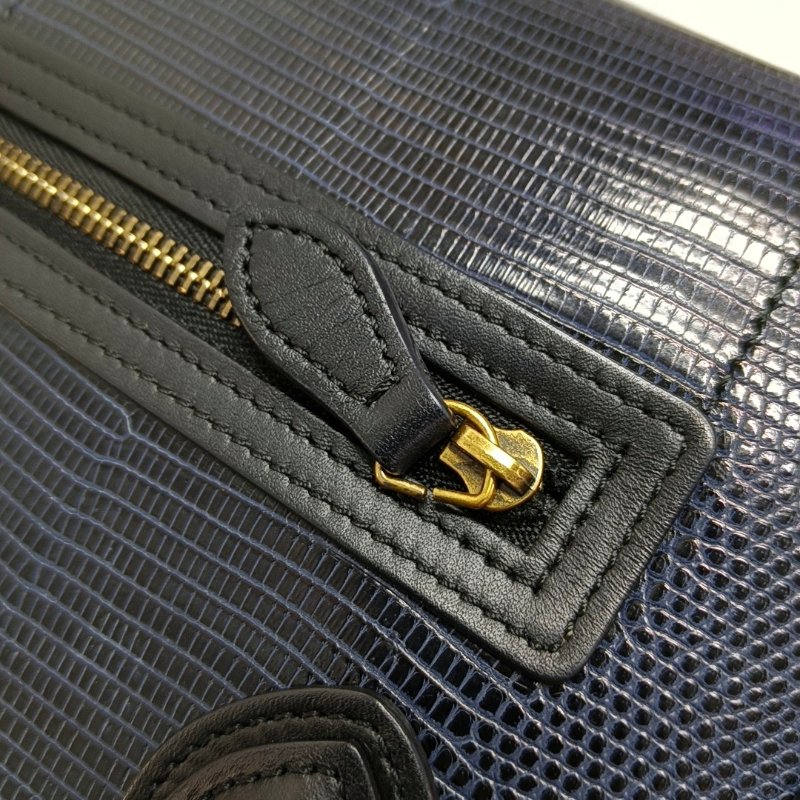 CELINE LUGGAGE藍色牛皮單肩包金色五金可拆卸肩帶-8