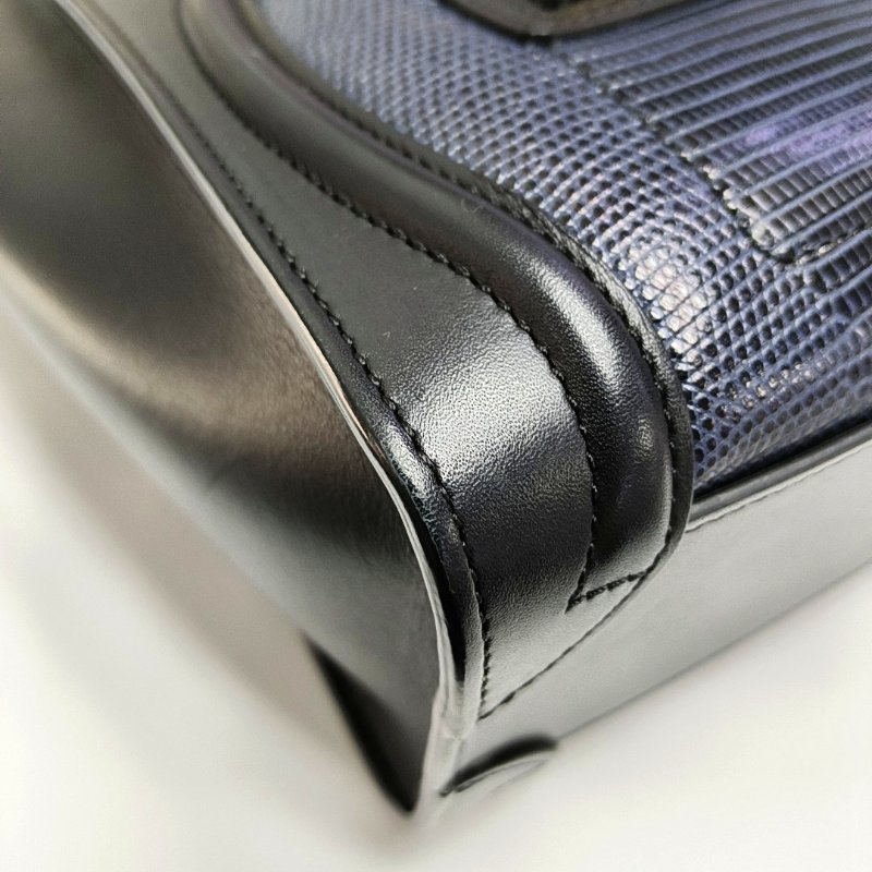 CELINE LUGGAGE藍色牛皮單肩包金色五金可拆卸肩帶-12