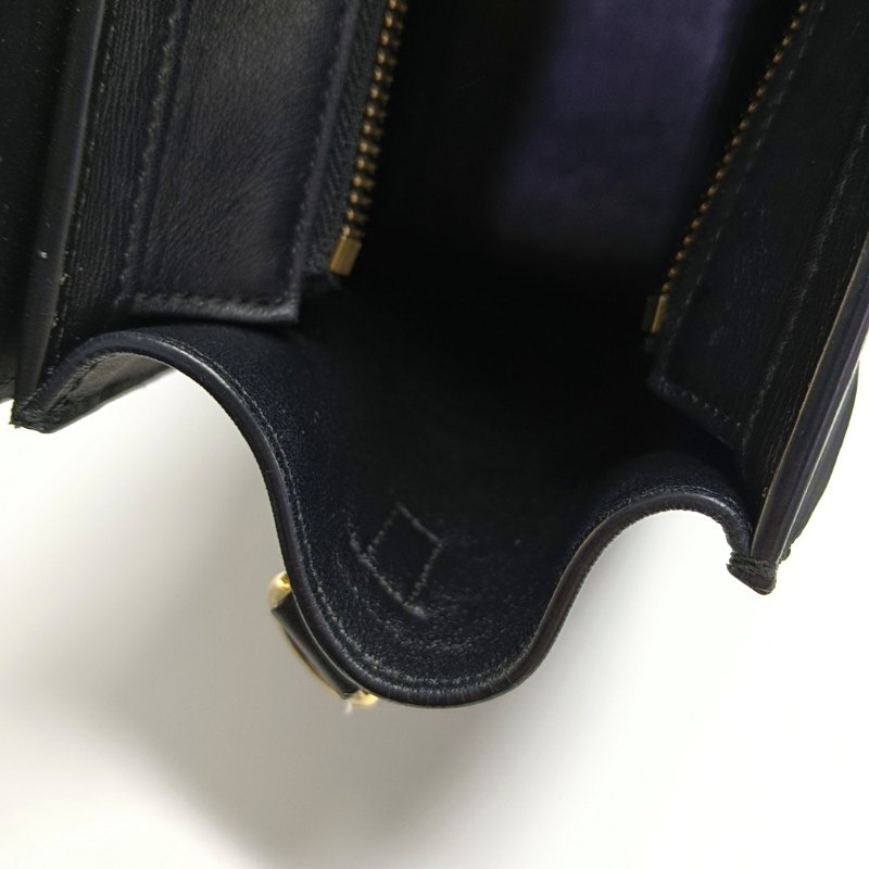 CELINE LUGGAGE藍色牛皮單肩包金色五金可拆卸肩帶-14