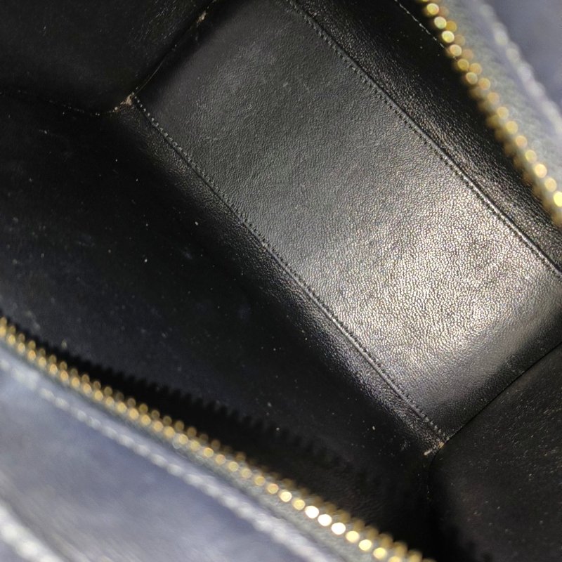 CELINE LUGGAGE藍色牛皮單肩包金色五金可拆卸肩帶-15
