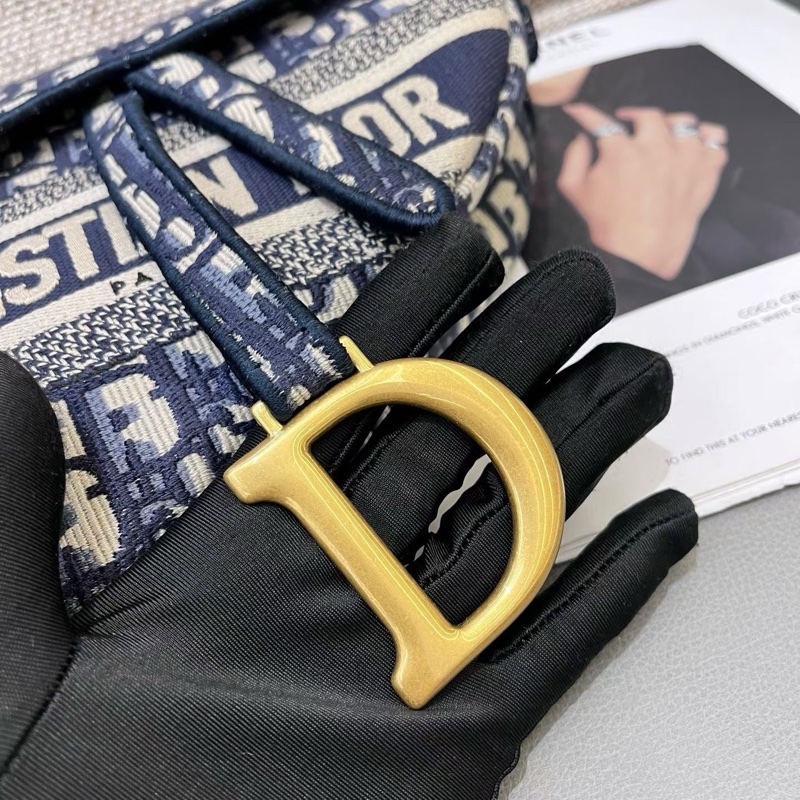 迪奧Dior刺繡馬鞍包中號手提單肩腋下包-2